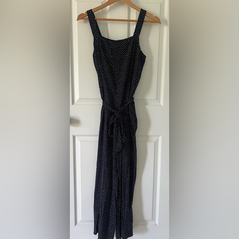NWT, Ann Taylor LOFT, Navy Blue & White Polka Dot Jumpsuit, Size 4